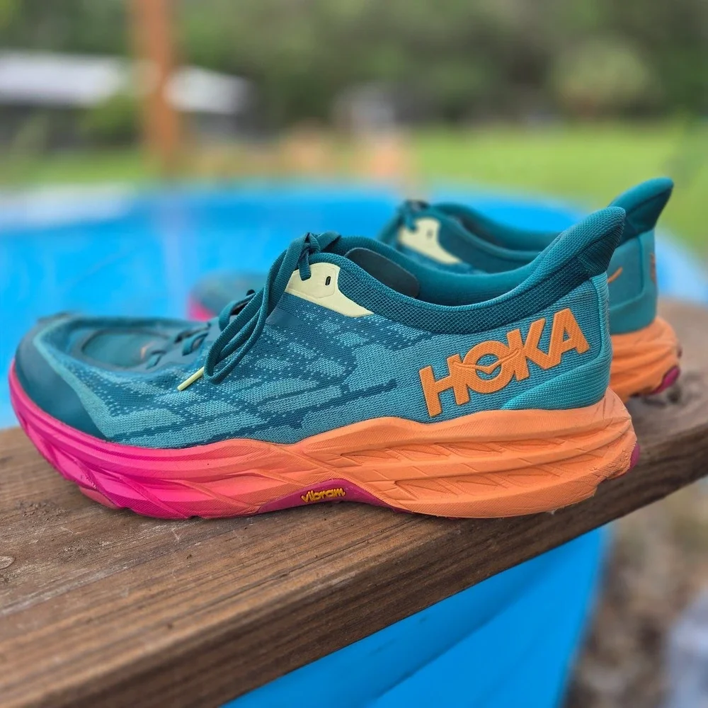 Hoka One One Speedgoat 5 Trail Running Shoes Men's Size 13 D Deep Lake/ceramic
